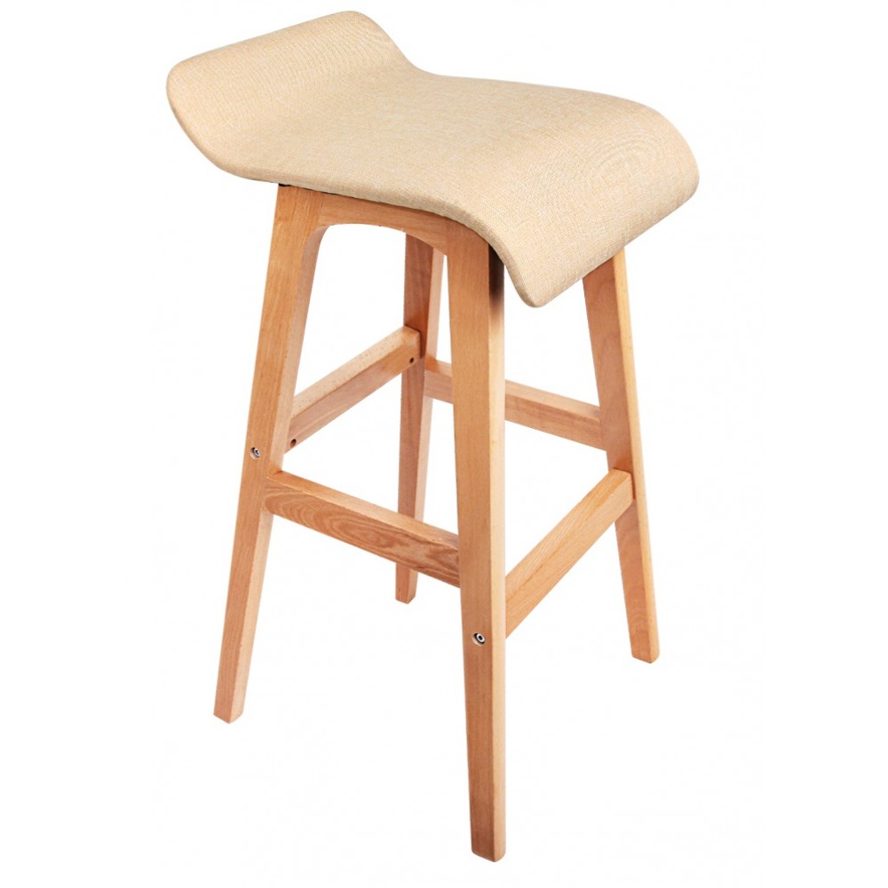 Beech Wood Fabric Bar Stools Beige Yds Wooden With Seats