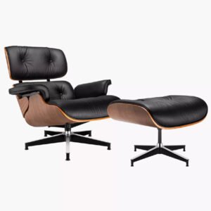 RelaxMate Walnut Chair with Ottoman